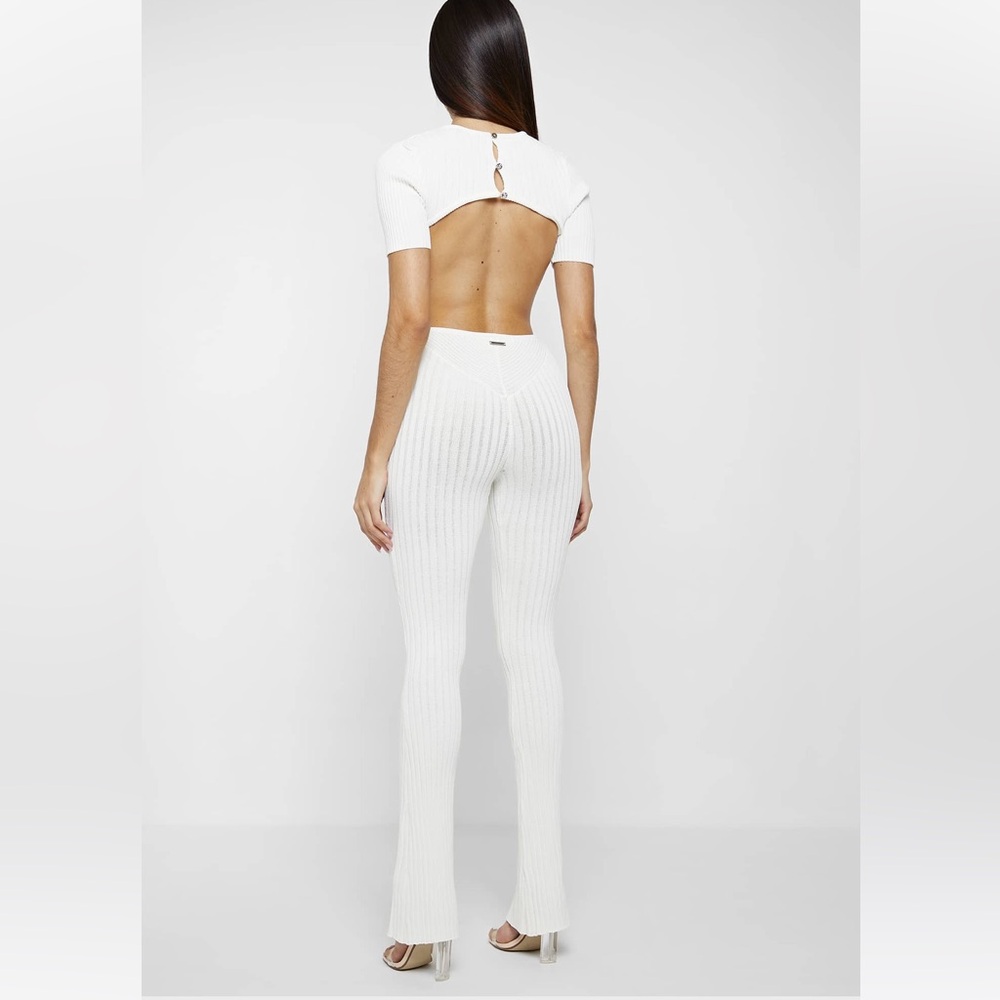 Off White Knitted Backless Jumpsuit